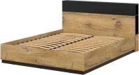 Двуспальная кровать Интерлиния Quartz QZ-К160 (дуб нокс/черный) - 