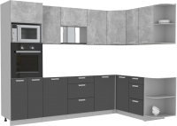 Готовая кухня Интерлиния Мила Лайт 1.68x2.8 правая без столешницы (бетон/антрацит) - 
