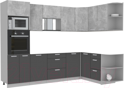 Готовая кухня Интерлиния Мила Лайт 1.68x2.8 правая без столешницы (бетон/антрацит)