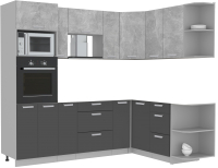 Кухонный гарнитур Интерлиния Мила Лайт 1.68x2.4 правая без столешницы (бетон/антрацит) - 