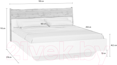 Каркас кровати Involux 100K0548 с подсветкой (белый/дуб натюрель)