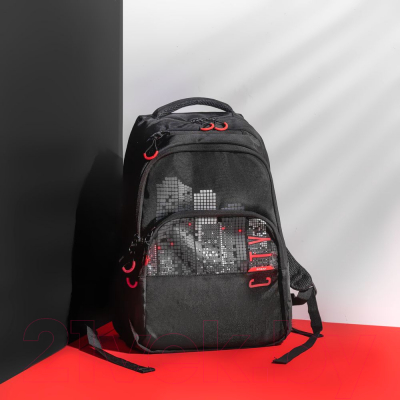 Школьный рюкзак Grizzly RU-130-41 (черный/красный)