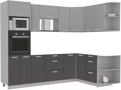 Купить Кухонный гарнитур Интерлиния Мила Лайт 1.68x2.6 правая без столешницы  