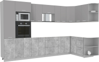 Готовая кухня Интерлиния Мила Лайт 1.68x3.4 правая без столешницы (серебристый/бетон) - 