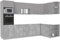 Готовая кухня Интерлиния Мила Лайт 1.68x3.0 правая без столешницы (серебристый/бетон) - 