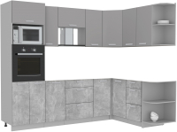 Готовая кухня Интерлиния Мила Лайт 1.68x2.6 правая без столешницы (серебристый/бетон) - 
