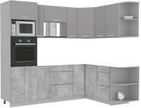 Готовая кухня Интерлиния Мила Лайт 1.68x2.4 правая без столешницы (серебристый/бетон) - 