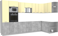 Готовая кухня Интерлиния Мила Лайт 1.68x3.4 правая без столешницы (ваниль/бетон) - 