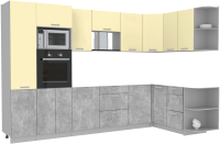 Готовая кухня Интерлиния Мила Лайт 1.68x3.2 правая без столешницы (ваниль/бетон) - 
