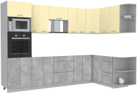 Готовая кухня Интерлиния Мила Лайт 1.68x3.0 правая без столешницы (ваниль/бетон) - 
