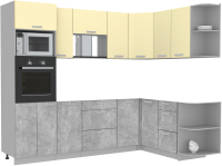 Кухонный гарнитур Интерлиния Мила Лайт 1.68x2.6 правая без столешницы (ваниль/бетон) - 