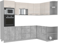 Готовая кухня Интерлиния Мила Лайт 1.68x2.6 правая без столешницы (вудлайн кремовый/бетон) - 