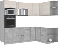 Готовая кухня Интерлиния Мила Лайт 1.68x2.4 правая без столешницы (вудлайн кремовый/бетон) - 