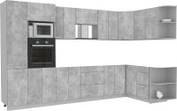 Готовая кухня Интерлиния Мила Лайт 1.68x3.4 правая без столешницы (бетон) - 