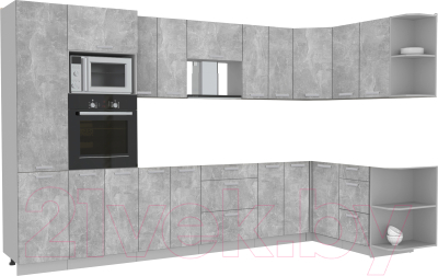Готовая кухня Интерлиния Мила Лайт 1.68x3.4 правая без столешницы (бетон)