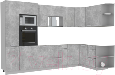 Готовая кухня Интерлиния Мила Лайт 1.68x3.2 правая без столешницы (бетон)