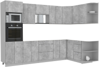 Готовая кухня Интерлиния Мила Лайт 1.68x3.0 правая без столешницы (бетон) - 