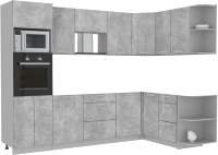 Кухонный гарнитур Интерлиния Мила Лайт 1.68x2.8 правая без столешницы (бетон) - 