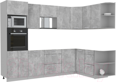 Готовая кухня Интерлиния Мила Лайт 1.68x2.8 правая без столешницы (бетон)