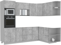 Кухонный гарнитур Интерлиния Мила Лайт 1.68x2.6 правая без столешницы (бетон) - 
