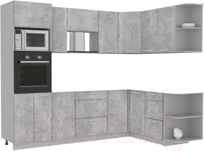 Готовая кухня Интерлиния Мила Лайт 1.68x2.6 правая без столешницы (бетон)