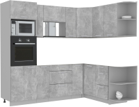 Кухонный гарнитур Интерлиния Мила Лайт 1.68x2.4 правая без столешницы (бетон) - 