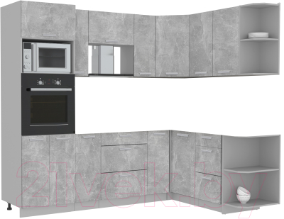 Готовая кухня Интерлиния Мила Лайт 1.68x2.4 правая без столешницы (бетон)