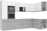 Готовая кухня Интерлиния Мила Лайт 1.68x3.2 правая без столешницы (белый платинум/бетон) - 