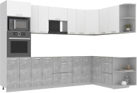 Кухонный гарнитур Интерлиния Мила Лайт 1.68x3.0 правая без столешницы (белый платинум/бетон) - 