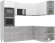 Кухонный гарнитур Интерлиния Мила Лайт 1.68x2.4 правая без столешницы (белый платинум/бетон) - 