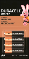 Комплект батареек Duracell Simply LR6/MN1500 (4шт) - 