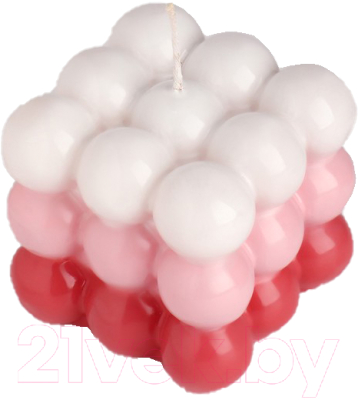 Свеча Богатство аромата Бабл куб / 7730687 (бело-розовый)