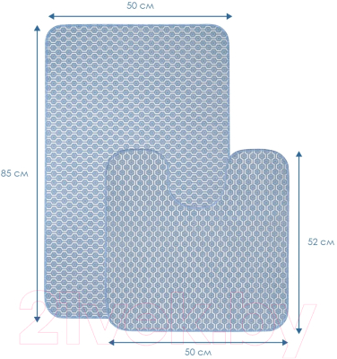 Набор ковриков для ванной и туалета Вилина 7060 001 (50x85, 50x52, противоскользящий, голубой)
