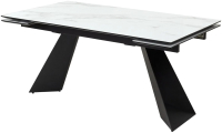 Обеденный стол M-City Купер 160 / 480M04543 (белый мрамор/черная шагрень/черный) - 