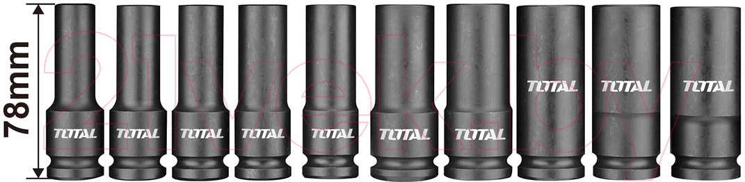Набор головок слесарных TOTAL THKISD12102L