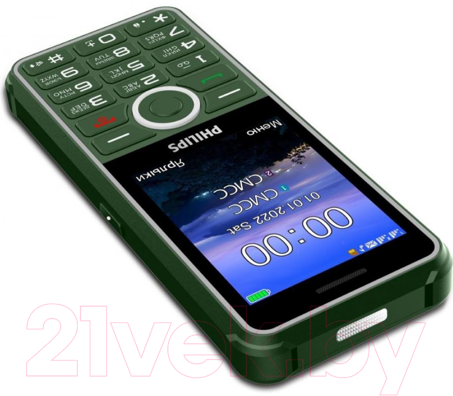 Philips Xenium E2301 / CTE2301GN/00 зеленый Мобильный телефон 2 SIM-карты  купить в Минске, Гомеле, Витебске, Могилеве, Бресте, Гродно