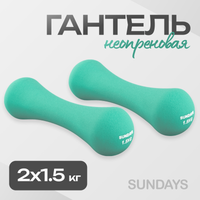 Набор гантелей Sundays Fitness IR92004-D (2х1.5кг, бирюзовый) - 