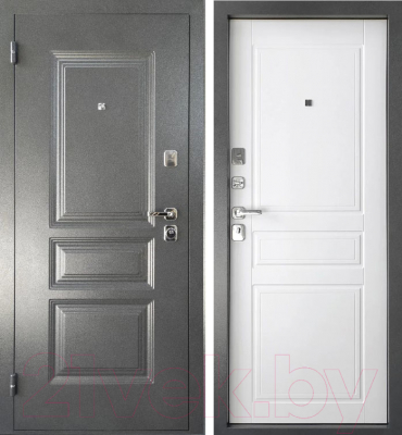 Входная дверь Промет Арктик К 98x205 (левая, букле графит 999/ясень белый ПФ-031)