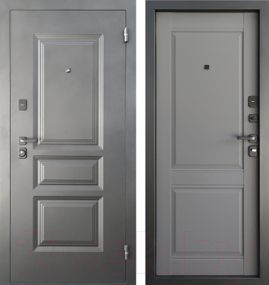 Входная дверь Промет Арктик Классика 88x205 (правая, муар черный 999/графит нубук ЦП-014)