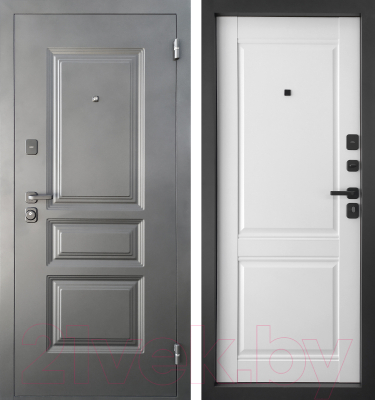 Входная дверь Промет Арктик Классика 88x205 (правая, муар черный 999/арктик ЦП-014)