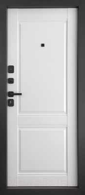 Входная дверь Промет Арктик Классика 98x205 (левая, муар черный 999/арктик ЦП-014)