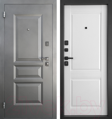 Входная дверь Промет Арктик Классика 98x205 (левая, муар черный 999/арктик ЦП-014)
