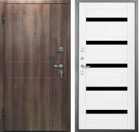 Входная дверь Промет Урбан 86x205 (левая, дуб пасадена/ясень белоснежный/черный муар ЦП) - 
