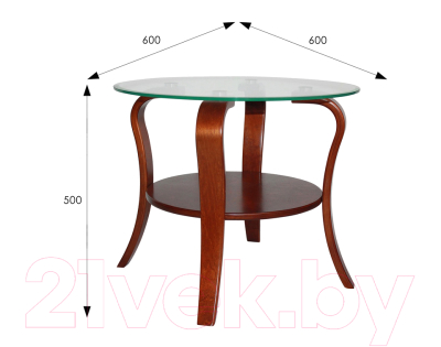 Журнальный столик Мебелик Аннет (вишня/стекло прозрачное)