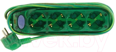 Удлинитель Electraline 62329 (3м, прозрачный/зеленый)