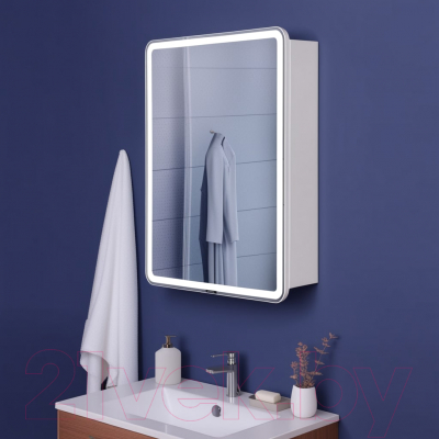 Шкаф с зеркалом для ванной Пекам Marta 60x80 / MartaBox-60x80 (с сенсором на прикосновение)