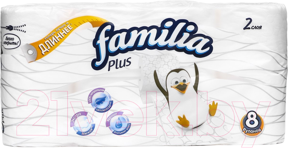 Туалетная бумага FAMILIA Plus белая двухслойная (8рул)