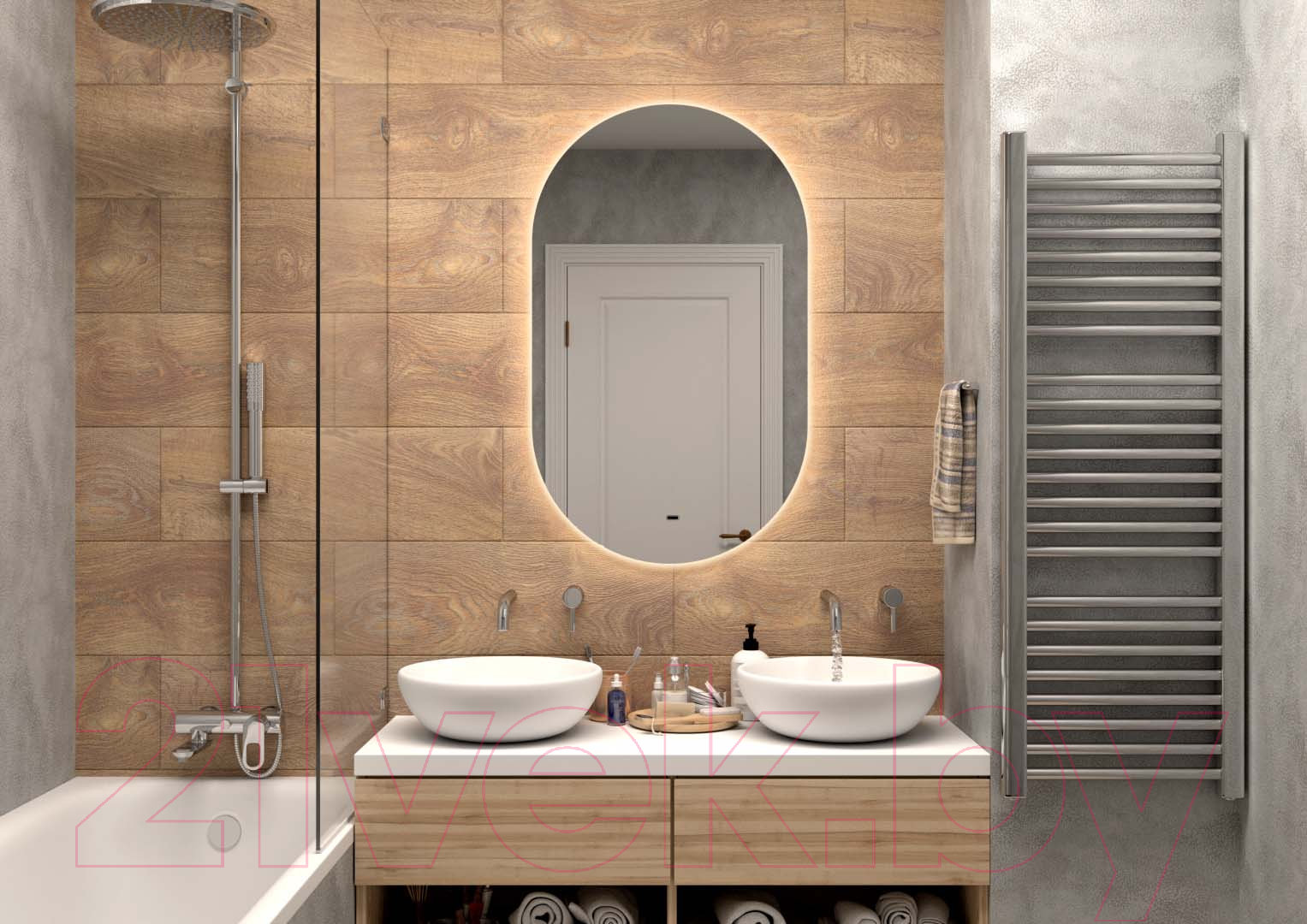 Зеркало Континент Fleur Led 60х100 (с бесконтактным сенсором, теплая/холодная подсветка) — фото 3