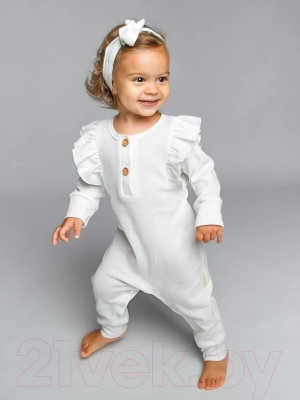 Комбинезон для малышей Amarobaby Fashion / AB-OD21-FS52/33-74 (молочный, р. 74)