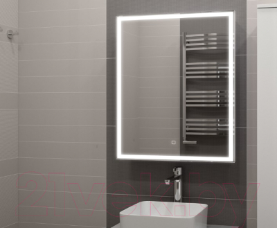 Шкаф с зеркалом для ванной Континент Allure Led 55x80 R (с розеткой и теплой подсветкой)